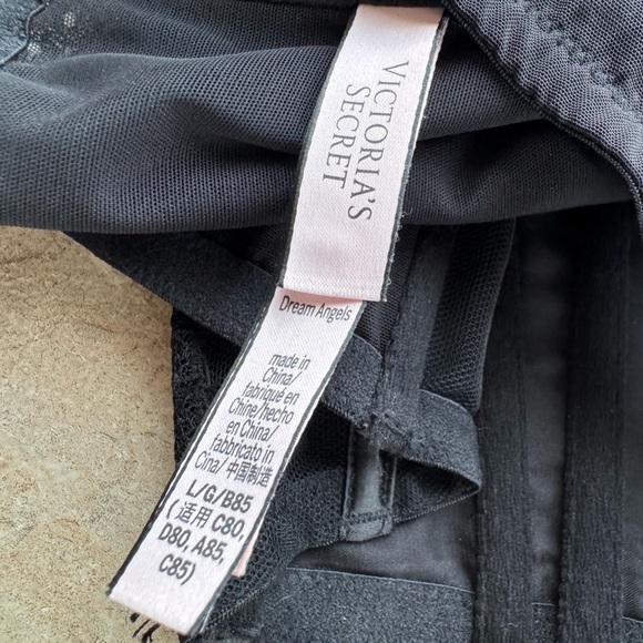 Victoria's Secret Dream Angels unlined black lace-up corset top, Size Large - Picture 8 of 12